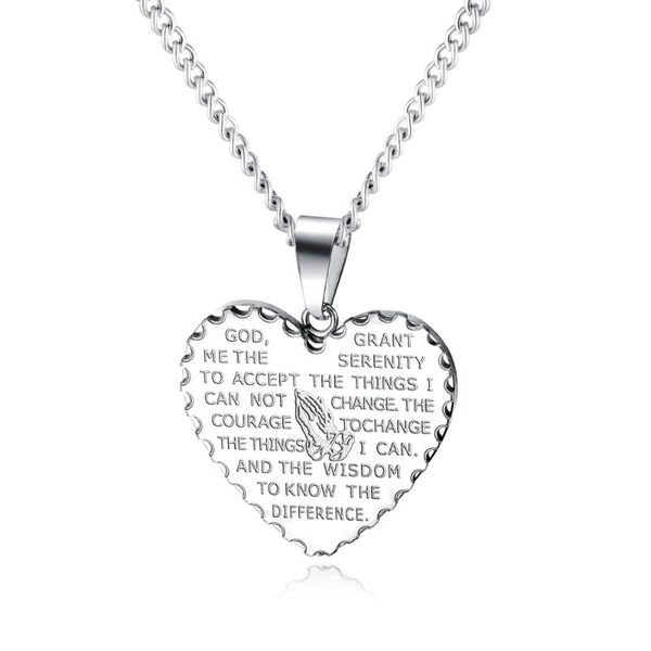 pendant necklaces vintage religious bible heart necklace men's stainless steel prayer jewelry gift gx1523, Silver
pendant necklaces vintage religious bible heart necklace men's stainless steel prayer jewelry gift gx1523, Silver