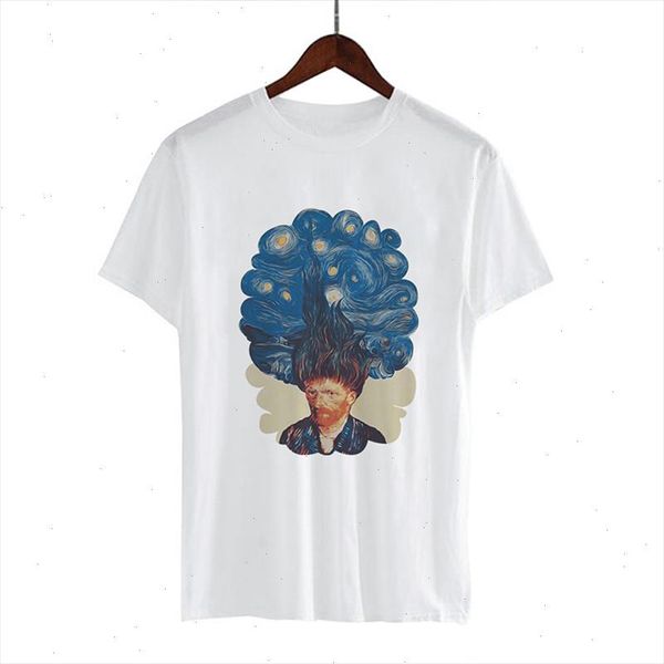 van gogh art tshirt women oil printed summer short sleeve casual streetwear white tshirt female harajuku ullzang 90s t shirt