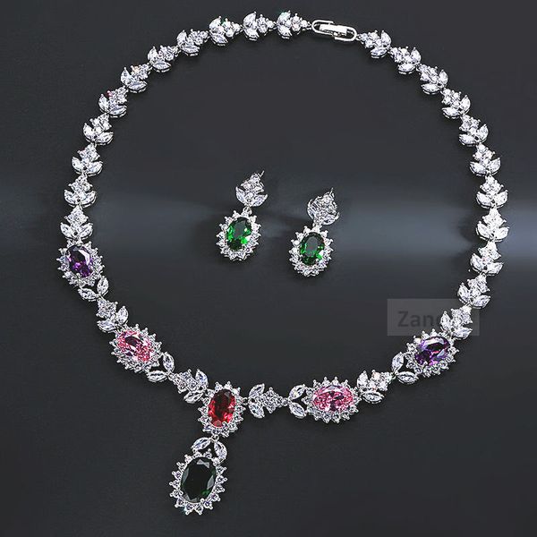 charm fashion luxury jewelry sets zircon geometric florid bridal jewelry set for woman wedding gift necklace and earrings, Silver
charm fashion luxury jewelry sets zircon geometric florid bridal jewelry set for woman wedding gift necklace and earrings, Silver