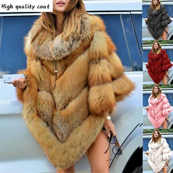 women's fur & faux coat women winter warm oversized long sleeve luxury cape poncho overcoat pullover jacket outwear plus size, Black
women's fur & faux coat women winter warm oversized long sleeve luxury cape poncho overcoat pullover jacket outwear plus size, Black