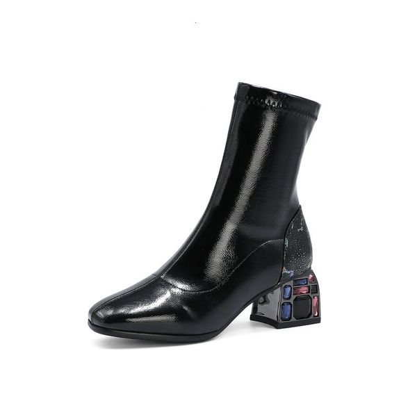 2021 new autumn winter square high heel fashion round toe slip-on ankle boots pu leather concise women shoes 5twe, Black
2021 new autumn winter square high heel fashion round toe slip-on ankle boots pu leather concise women shoes 5twe, Black