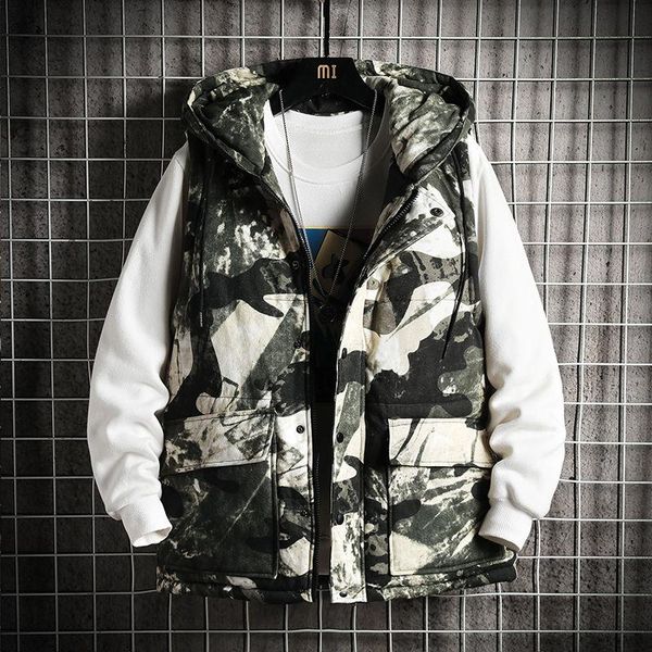 camouflage hooded vest men bread coat cotton thicken classic sleeveless pocket warm autumn winter casual jacket oversize, Black;white
camouflage hooded vest men bread coat cotton thicken classic sleeveless pocket warm autumn winter casual jacket oversize, Black;white