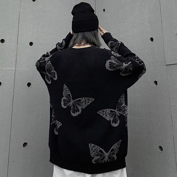 2021 new street scholars fashion in dark butterfly letter jacquard net red sweater c226, White;black
2021 new street scholars fashion in dark butterfly letter jacquard net red sweater c226, White;black