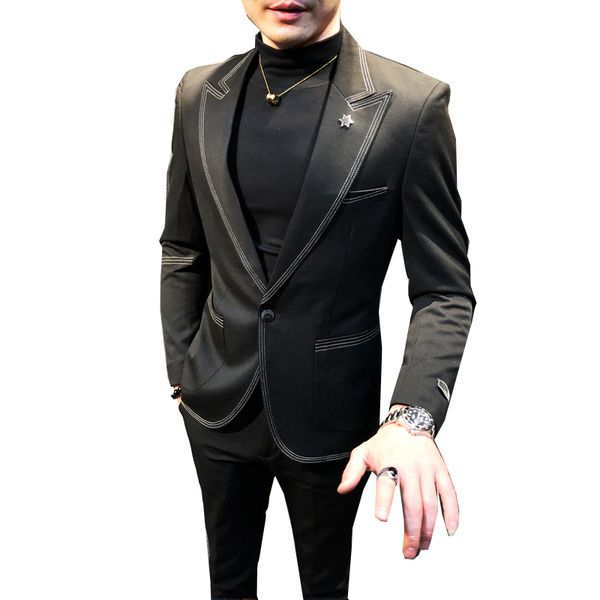 2020 blazer new british style personality chess small male fashion suit single jacket 2j3v, White;black
2020 blazer new british style personality chess small male fashion suit single jacket 2j3v, White;black