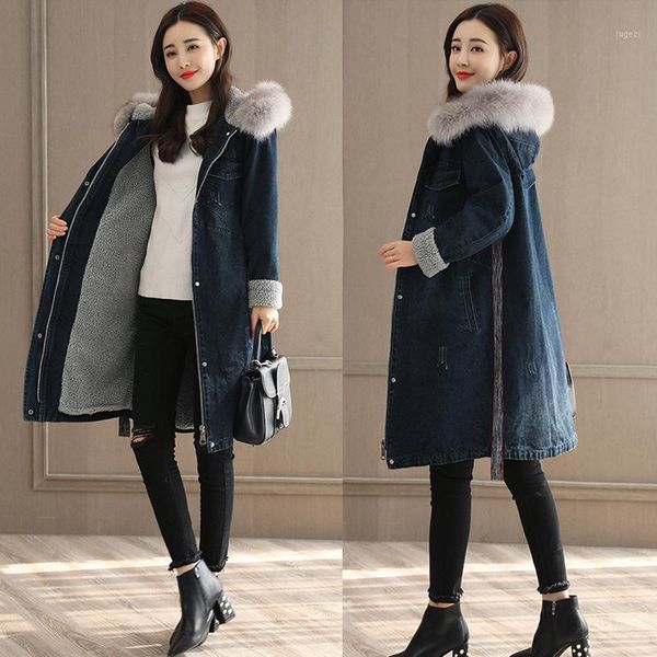new winter cotton padded women's middle and long loose bf thickened cashmere lamb wool denim coat cotton jacket fashion1, Black
new winter cotton padded women's middle and long loose bf thickened cashmere lamb wool denim coat cotton jacket fashion1, Black