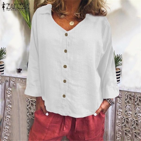 plus size tunic women's cotton blouse zanzea fashion long sleeve button down shirts casual work blusas female v neck y200622, White
plus size tunic women's cotton blouse zanzea fashion long sleeve button down shirts casual work blusas female v neck y200622, White