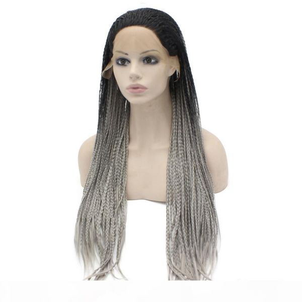 silver synthetic braiding hair wig full long micro braided ombre gray braid lace front wig for africa american, Black;brown
silver synthetic braiding hair wig full long micro braided ombre gray braid lace front wig for africa american, Black;brown