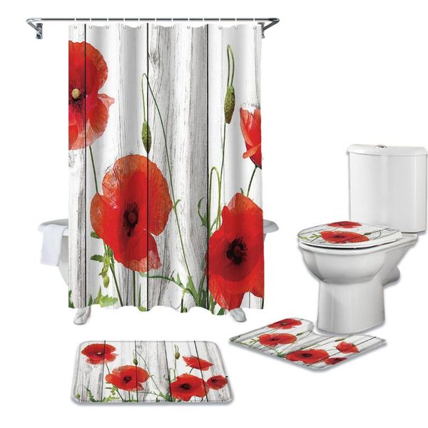 bathroom shower curtain and rug sets vintage wood red flowers poppy toilet lid cover bath mat waterproof shower curtains set
bathroom shower curtain and rug sets vintage wood red flowers poppy toilet lid cover bath mat waterproof shower curtains set