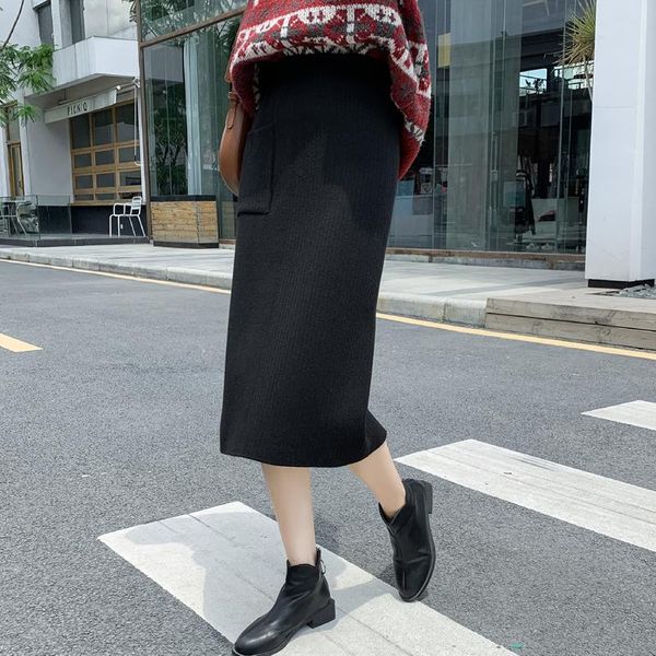 winter mid-length knitted skirt one-step skirt package hip female high waist long back slit thick woolen skirts womens, Black
winter mid-length knitted skirt one-step skirt package hip female high waist long back slit thick woolen skirts womens, Black