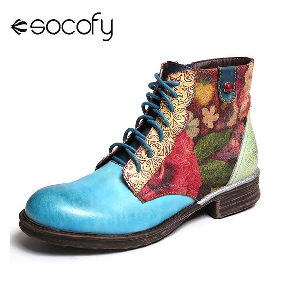 socofy botas mujer watercolor flowe boots genuine leather splicing zipper lace up flat short boots ladies shoes women winter, Black
socofy botas mujer watercolor flowe boots genuine leather splicing zipper lace up flat short boots ladies shoes women winter, Black