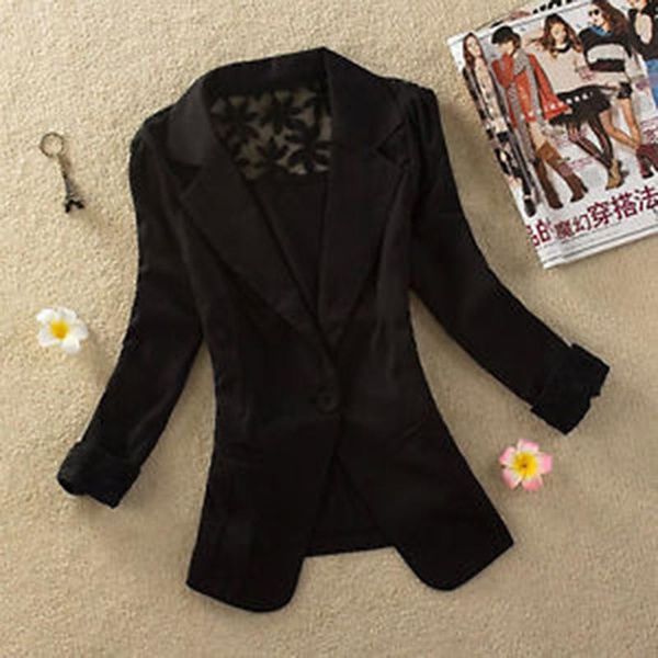 new formal ladies blazer single button ladies office jacket autumn casual jacket shawl, Black
new formal ladies blazer single button ladies office jacket autumn casual jacket shawl, Black
