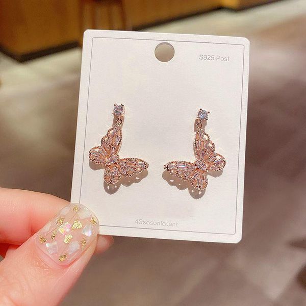 high-end butterfly drop earrings rose gold color cz stone cubic zirconia earrings for women party gift, Silver
high-end butterfly drop earrings rose gold color cz stone cubic zirconia earrings for women party gift, Silver