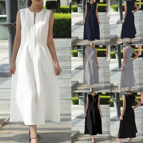casual dresses women vintage linen lace maxi dress 2021 summer v neck sleeveless long belted loose party vestidos plus size, Black;gray
casual dresses women vintage linen lace maxi dress 2021 summer v neck sleeveless long belted loose party vestidos plus size, Black;gray