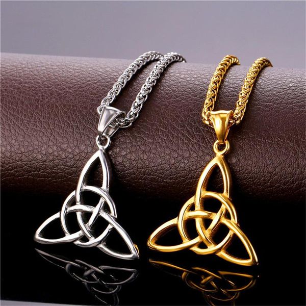 pendant necklaces european and american retro fashion male female universal model irish triangle necklace, stainless steel material, Silver 
pendant necklaces european and american retro fashion male female universal model irish triangle necklace, stainless steel material, Silver