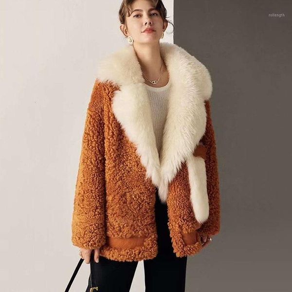 women coat winter short jacket turn-down collar casual style natural real sheep fur oversized pockets thick warm fn00941, Black
women coat winter short jacket turn-down collar casual style natural real sheep fur oversized pockets thick warm fn00941, Black