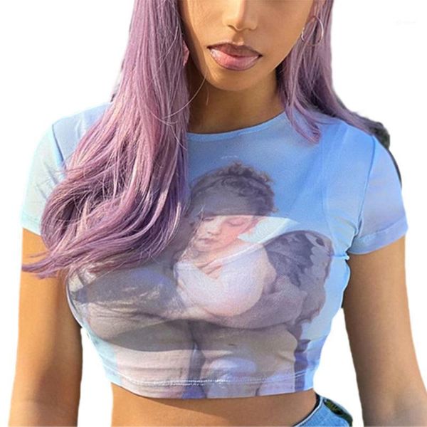 2020 summer fashion women t-shirt perspective angel printed crop mesh undershirt casual short sleeve t-shirts clothes1, White
2020 summer fashion women t-shirt perspective angel printed crop mesh undershirt casual short sleeve t-shirts clothes1, White