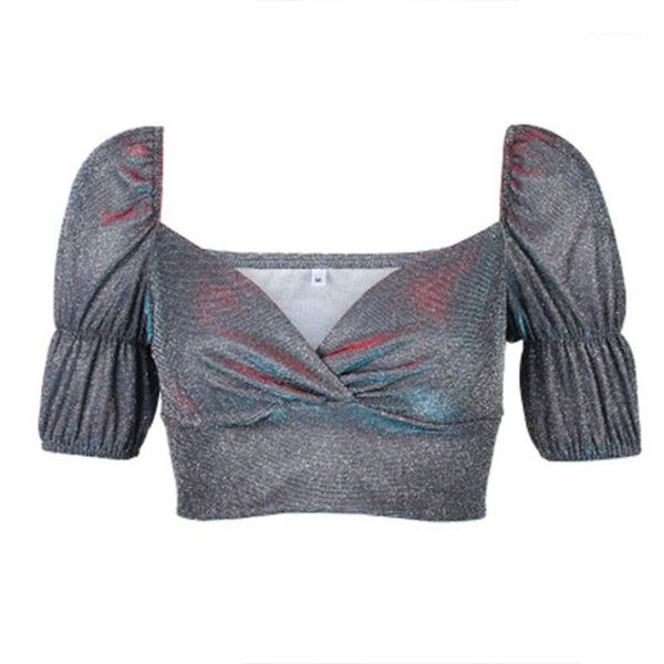 women's t-shirt summer fashion women sequined t-shirts cropped vintage casual puff short-sleeve ruffle twisted wrap chest outerwear1, White
women's t-shirt summer fashion women sequined t-shirts cropped vintage casual puff short-sleeve ruffle twisted wrap chest outerwear1, White
