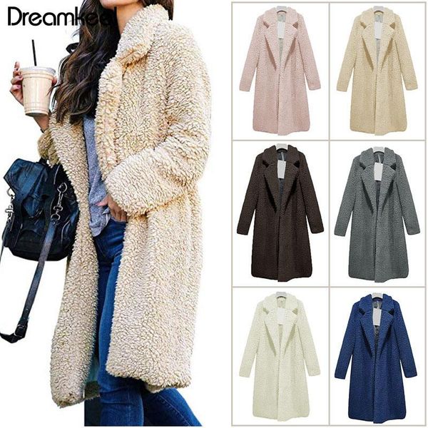 women's wool & blends faux fur teddy coat women autumn winter jacket overcoat warm fluffy long lapel shaggy plus size outwear cardigan, Black
women's wool & blends faux fur teddy coat women autumn winter jacket overcoat warm fluffy long lapel shaggy plus size outwear cardigan, Black