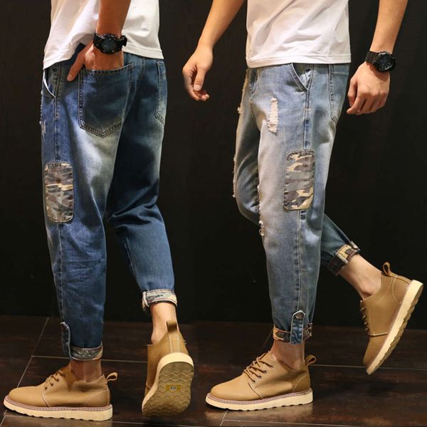 trendy 9-point jeans men's korean small foot holed fashion brand loose fat big size harem pants, Blue
trendy 9-point jeans men's korean small foot holed fashion brand loose fat big size harem pants, Blue