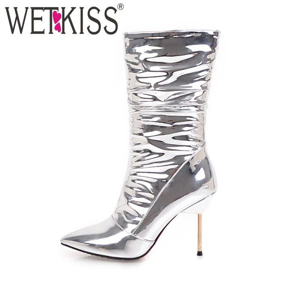wetkiss 2020 stiletto patent women's boots pointed toe zipper footwear female party bar fashion shoes woman winter boots, Black
wetkiss 2020 stiletto patent women's boots pointed toe zipper footwear female party bar fashion shoes woman winter boots, Black