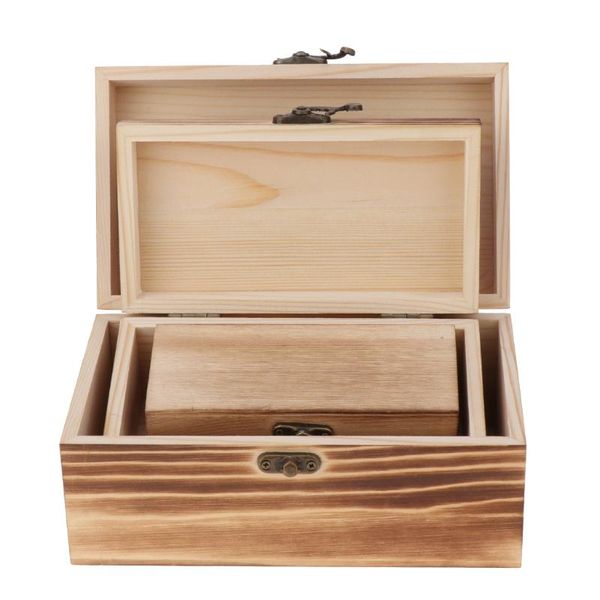 3pcs Jewelry Storage Case Watch Jewel Box Organizer Wooden Trinket Container