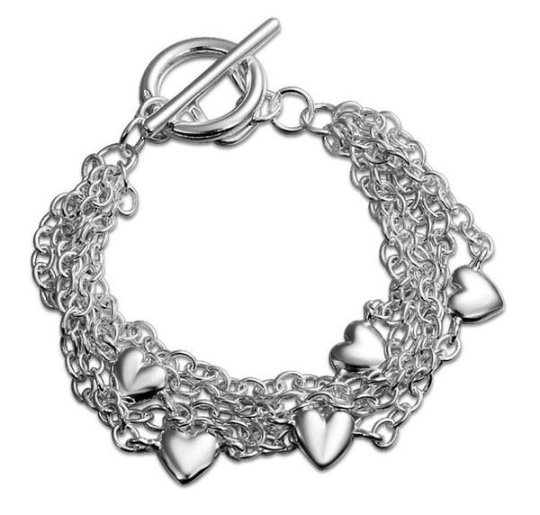 925 sterling fashion costume silver heart love chain bracelets jewelry, Black
925 sterling fashion costume silver heart love chain bracelets jewelry, Black