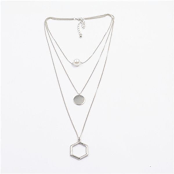 versatile simple 2020 temperament trend necklace personality pearl geometry multi level women's short sweater chain, Silver
versatile simple 2020 temperament trend necklace personality pearl geometry multi level women's short sweater chain, Silver