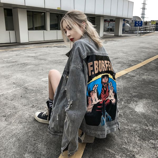 2021 autumn women jackets outerwear cartoon print demin jacket hip hop style high street fashion vintage&temperament loose frayed coat, Black;brown
2021 autumn women jackets outerwear cartoon print demin jacket hip hop style high street fashion vintage&temperament loose frayed coat, Black;brown