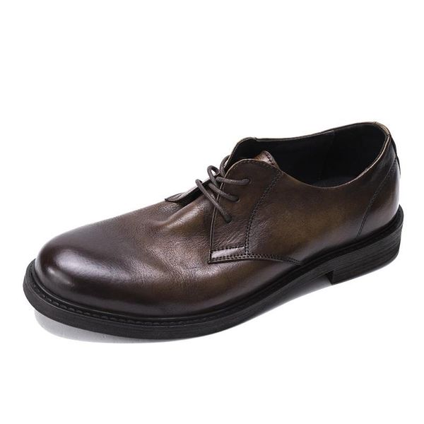 mens business casual men shoes cow leather soft sole mens wedding shoes, Black