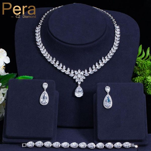 pera glittering big flower cubic zirconia long water drop necklace earrings and bracelet set for women wedding jewelry gift j249, Silver
pera glittering big flower cubic zirconia long water drop necklace earrings and bracelet set for women wedding jewelry gift j249, Silver