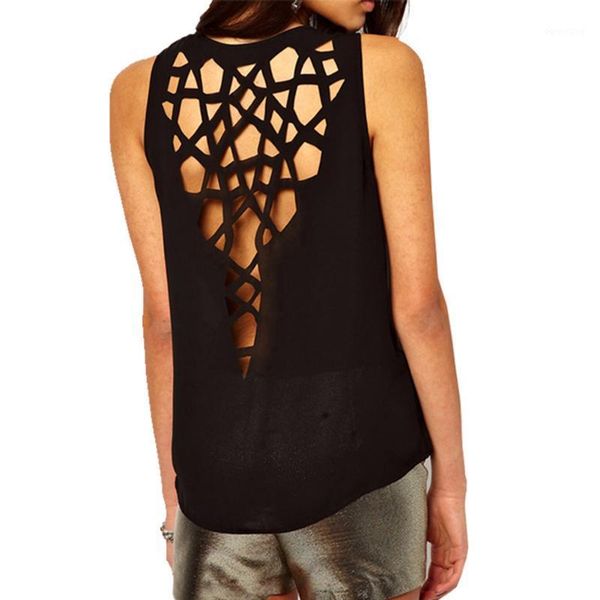 new womens fashion back hollow shirt summer o-neck sleeveless casual blusas femininas chiffon blouse ladies1, White
new womens fashion back hollow shirt summer o-neck sleeveless casual blusas femininas chiffon blouse ladies1, White