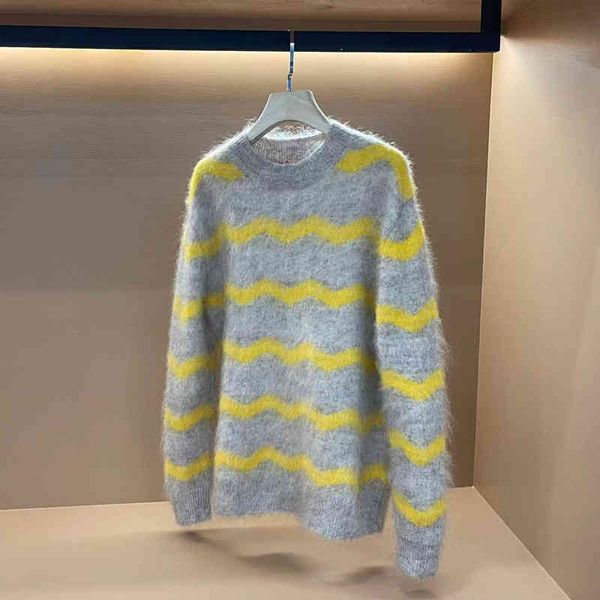 women's sweaters acne sweater 21 autumn winter lazy wind wool color matching stripe loose pullover mohair women's ip81, White;black
women's sweaters acne sweater 21 autumn winter lazy wind wool color matching stripe loose pullover mohair women's ip81, White;black