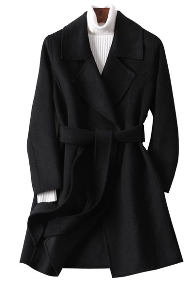 mdouble sided cashmere women's middle and long style 2020 new autumn / winter slim woollen high end small coat, Black
mdouble sided cashmere women's middle and long style 2020 new autumn / winter slim woollen high end small coat, Black