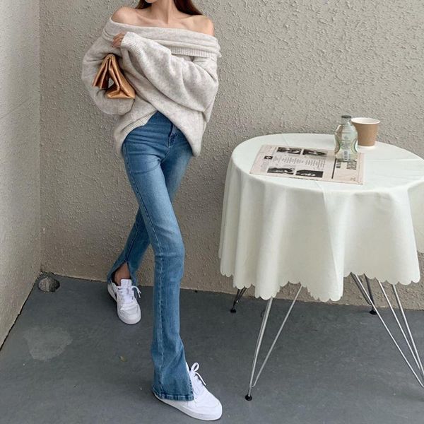 korean high waist jeans women fashion split demin flare pants loose straight floor trousers, Blue
korean high waist jeans women fashion split demin flare pants loose straight floor trousers, Blue