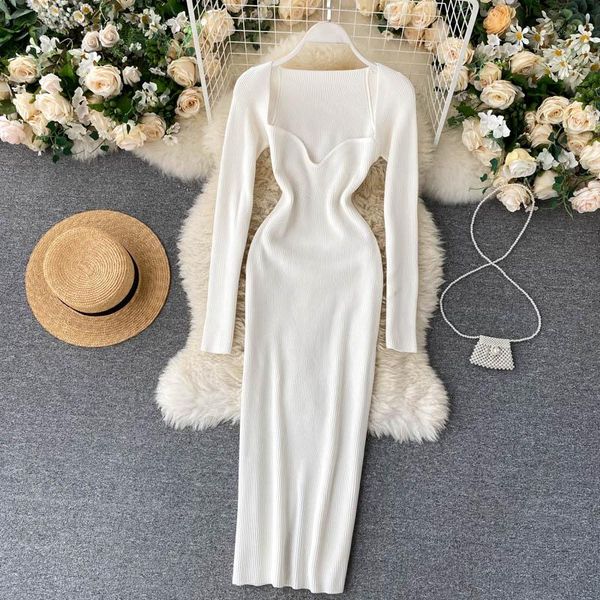 new low design square collar good stretch knitted dress autumn winter chic long sweater dress, Black;gray
new low design square collar good stretch knitted dress autumn winter chic long sweater dress, Black;gray