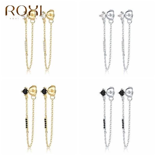 stud roxi black white zircon crystals drop link chian earrings for women unusual piercing 925 sterling silver jewelry, Golden;silver
stud roxi black white zircon crystals drop link chian earrings for women unusual piercing 925 sterling silver jewelry, Golden;silver