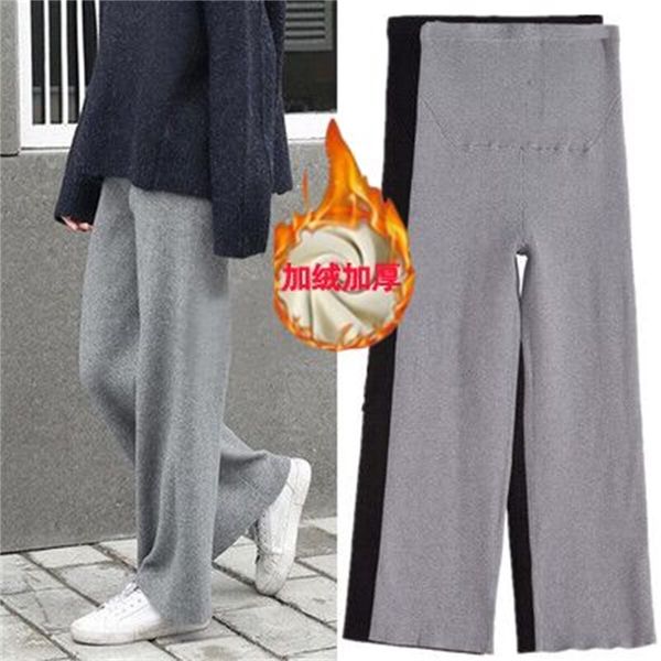 pregnant women's plush hong kong small knitwear wide leg straight drop loose autumn and winter pants, White
pregnant women's plush hong kong small knitwear wide leg straight drop loose autumn and winter pants, White