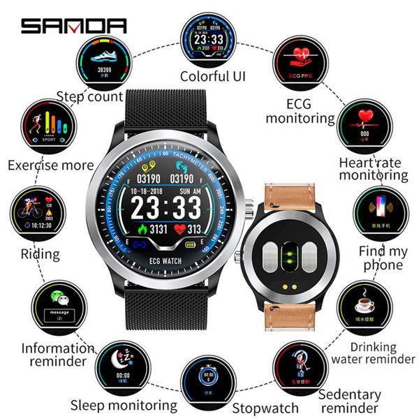 sanda luxury bracelet ppg + ecg screen multifunctional sports life waterproof smart watch n58 for men and
sanda luxury bracelet ppg + ecg screen multifunctional sports life waterproof smart watch n58 for men and