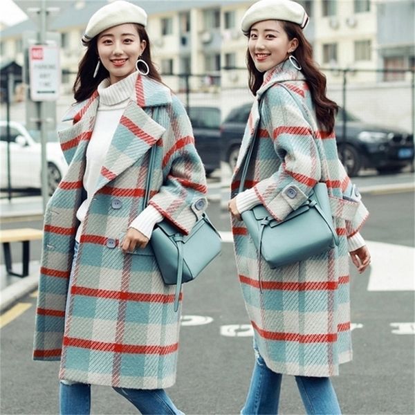 plaid coat women's clothing autumn damesjas winter wool jacket long oversized coats blend woolen warm female outerwear 201218, Black
plaid coat women's clothing autumn damesjas winter wool jacket long oversized coats blend woolen warm female outerwear 201218, Black
