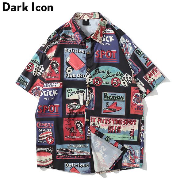 dark icon full printed hawaii shirt men turn-down collar men's shirt street shirts for men c1211, White;black 
dark icon full printed hawaii shirt men turn-down collar men's shirt street shirts for men c1211, White;black
