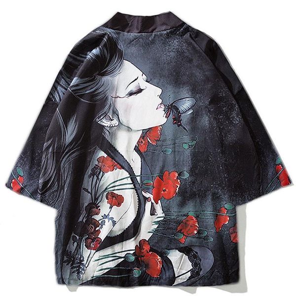 12 colors summer men japan style kimono shirt vintage casual kimono cardigan men's plus size 3d floral printed streetwear, White;black
12 colors summer men japan style kimono shirt vintage casual kimono cardigan men's plus size 3d floral printed streetwear, White;black