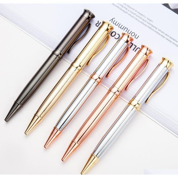 1pcs Metal Ball-point Signing Pen Rod Rotating Metal Ballpoint Advertising Pens Stationery For Office & School Supplies Gght2