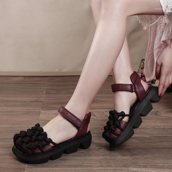 original 2020 summer new wedges sandals retro knotted platform shoes women's slope heel genuine leather comfortable lady sandals1, Black
original 2020 summer new wedges sandals retro knotted platform shoes women's slope heel genuine leather comfortable lady sandals1, Black