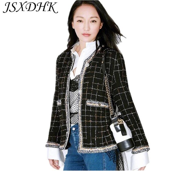women's jackets jsxdhk women tweed jacket coat 2021 autumn winter classic black plaid single breasted long sleeve vintage aristocratic, Black;brown
women's jackets jsxdhk women tweed jacket coat 2021 autumn winter classic black plaid single breasted long sleeve vintage aristocratic, Black;brown