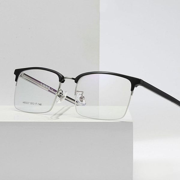 half rim metal frame glasses with tr90 temple legs for man business style square frame myopia and optical spectacles, Black
half rim metal frame glasses with tr90 temple legs for man business style square frame myopia and optical spectacles, Black