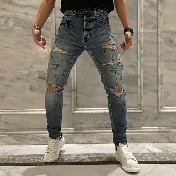 tide brand wash water blue big hole beggar old slim fit jeans men's high street trend elastic casual pants
tide brand wash water blue big hole beggar old slim fit jeans men's high street trend elastic casual pants