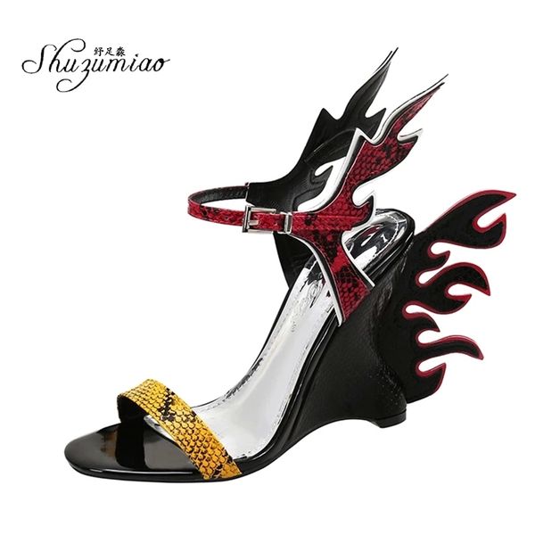 shuzumiao 2020 summer flame sandals women original fashion word belt high heels snake skin bohemian color matching women shoes #yt1f, Black
shuzumiao 2020 summer flame sandals women original fashion word belt high heels snake skin bohemian color matching women shoes #yt1f, Black