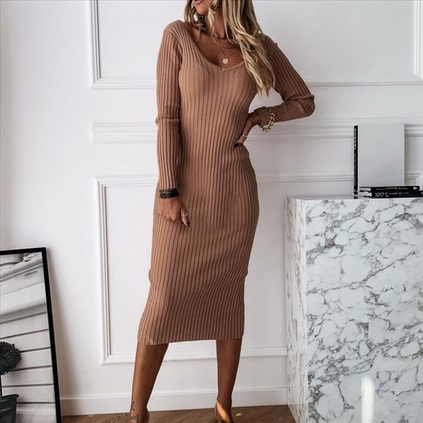 mid calf knitted dress long sleeve autumn casual stretchy elastic elegant o neck women solid dresses bodycon, Black;gray
mid calf knitted dress long sleeve autumn casual stretchy elastic elegant o neck women solid dresses bodycon, Black;gray