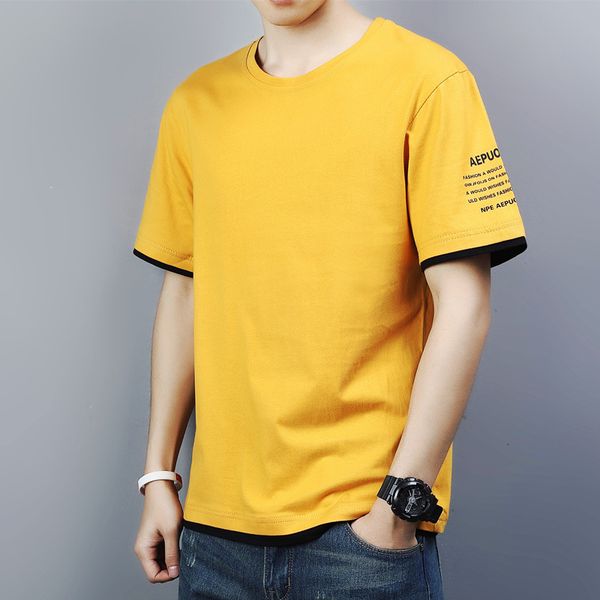 new spring and summer t-shirt fake two simple fashion korean round neck men's wear, White;black
new spring and summer t-shirt fake two simple fashion korean round neck men's wear, White;black