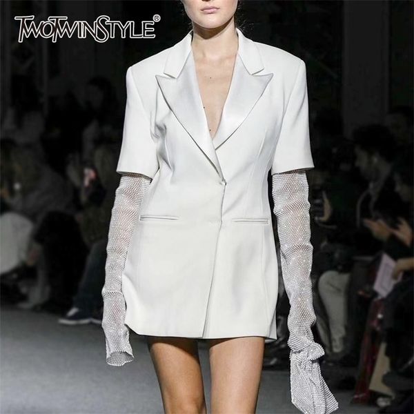 twotwinstyle vintage patchwork diamonds women blazer notched long sleeve tunic hit color casual suit female fashion clothes tide lj201212, White;black
twotwinstyle vintage patchwork diamonds women blazer notched long sleeve tunic hit color casual suit female fashion clothes tide lj201212, White;black
